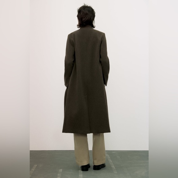ZARA ~ WOMAN COLLECTION MINIMALIST MANTECO WOOL COAT - Picture 10 of 16